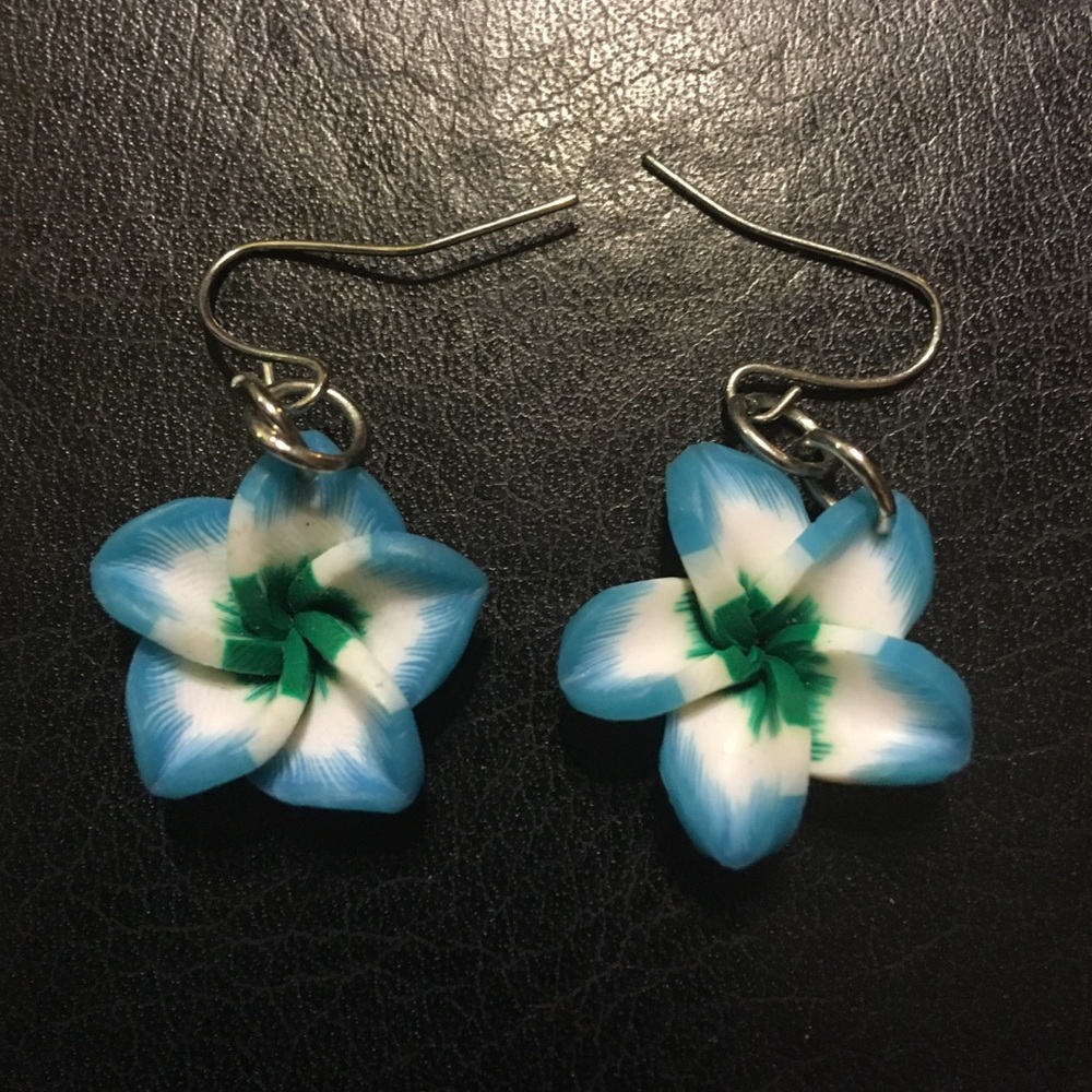 Cute blue and white Flower earrings